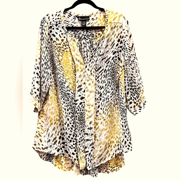 Lane Bryant Animal Print Blouse Women’s Flowy Sheer Top, size 18-20, EUC - Picture 1 of 9